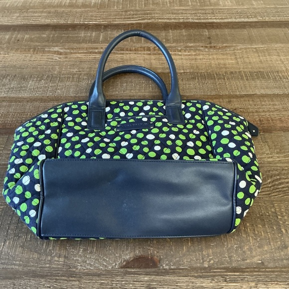 Vera Bradley Large Quilted Tote Bag Navy Green Dot Print - Picture 8 of 10